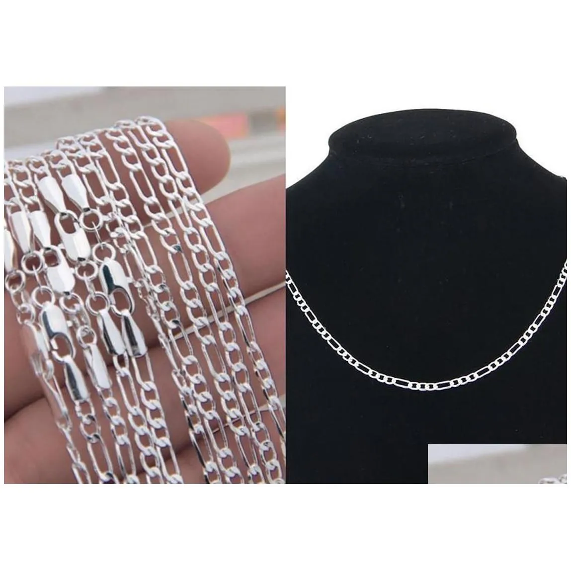 Chains 10Pcs/Lot 2Mm Figaro Chain 925 Sterling Sier Jewelry Necklace With Lobster Clasps Size 16 18 20 22 24 26 28 30 Inch Drop Deli
