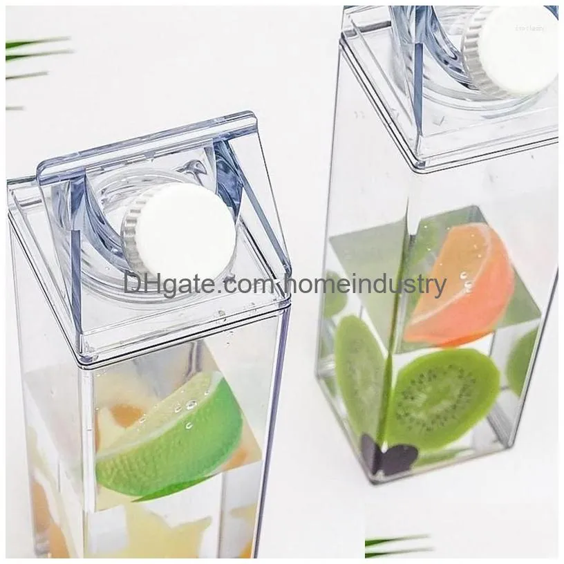 Water Bottles 500Ml Plastic Clear Milk Carton Bottle Reusable Juice Transparent Sport Leakproof Cup2023 Box Drinking S8H9 Drop Delive Dhu5L