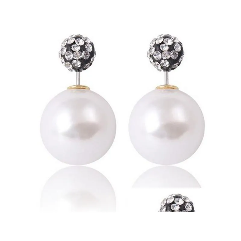 Stud Earings For Woman Girl Double Pearl Fashion Jewelry Brincos Pendientes Round Stud Earrings Drop Delivery Jewelry Earrings Dh7Ns