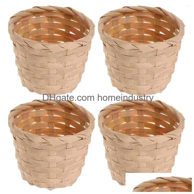 Dinnerware Sets Rural Woven Baskets Fruit Arrangement Portable Storage Bamboo Mini Desktop Basket Drop Delivery Dh8He