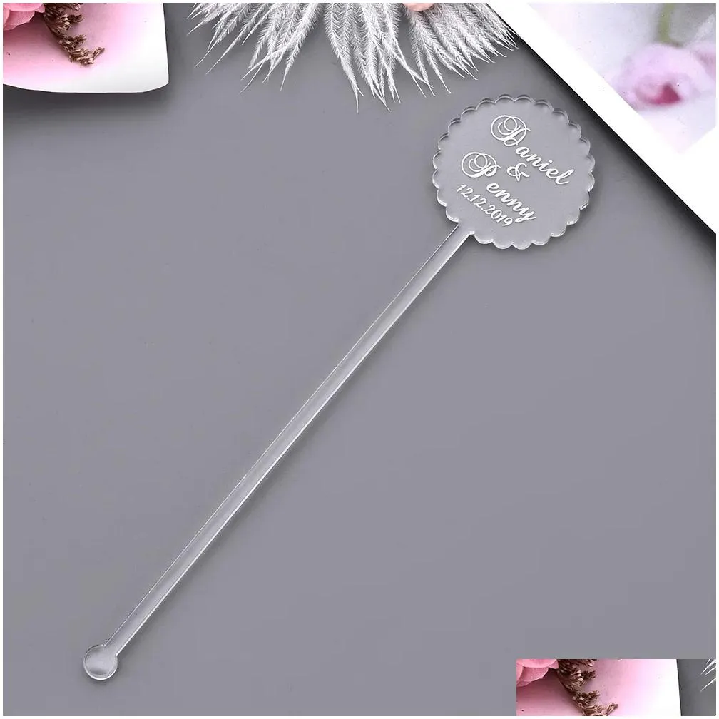 Other Event & Party Supplies Other Event Party Supplies 100Pcs Personalized Engraved Stir Sticks Etched Drink Stirrers Bar Swizzle Acr Dhwo7