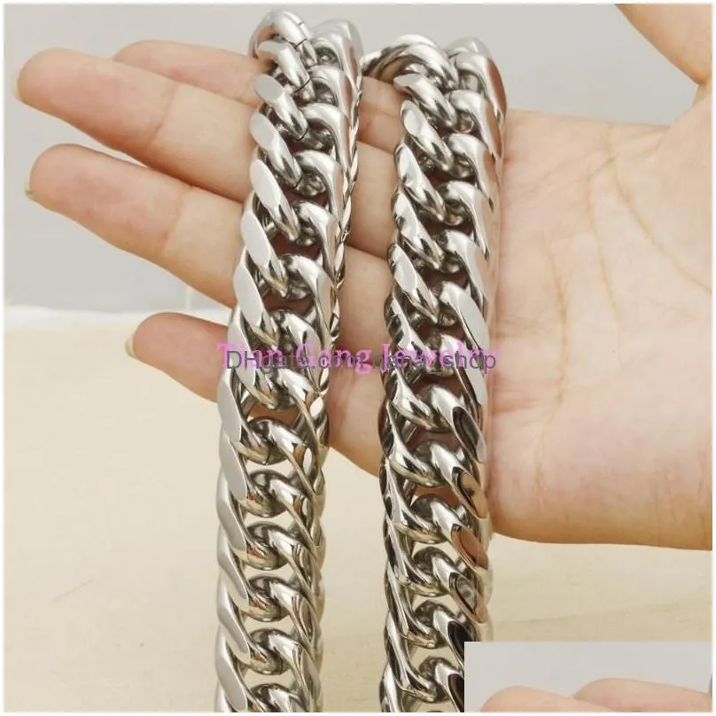 Chains Heavy Huge 7-40Inches 18Mm Stainless Steel Thick Men Jewelry Necklace Mens Curb Cuban Link Chain Necklaces Bracelet Bangles Dr Dheat