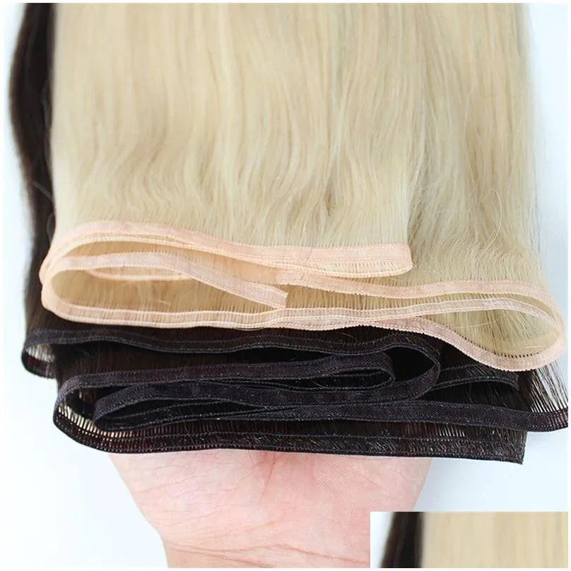 hair extensions remy human hair weaves flat weft silk ribbon hair bundles ultra thin weft black brown blonde 99j wine red color