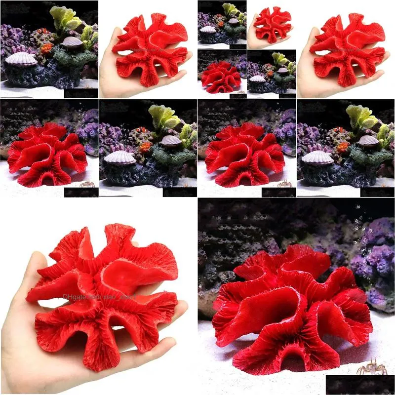 decorations 1pc simulation red coral reef fake plant ornaments for aquarium fish tank landscap scenery material