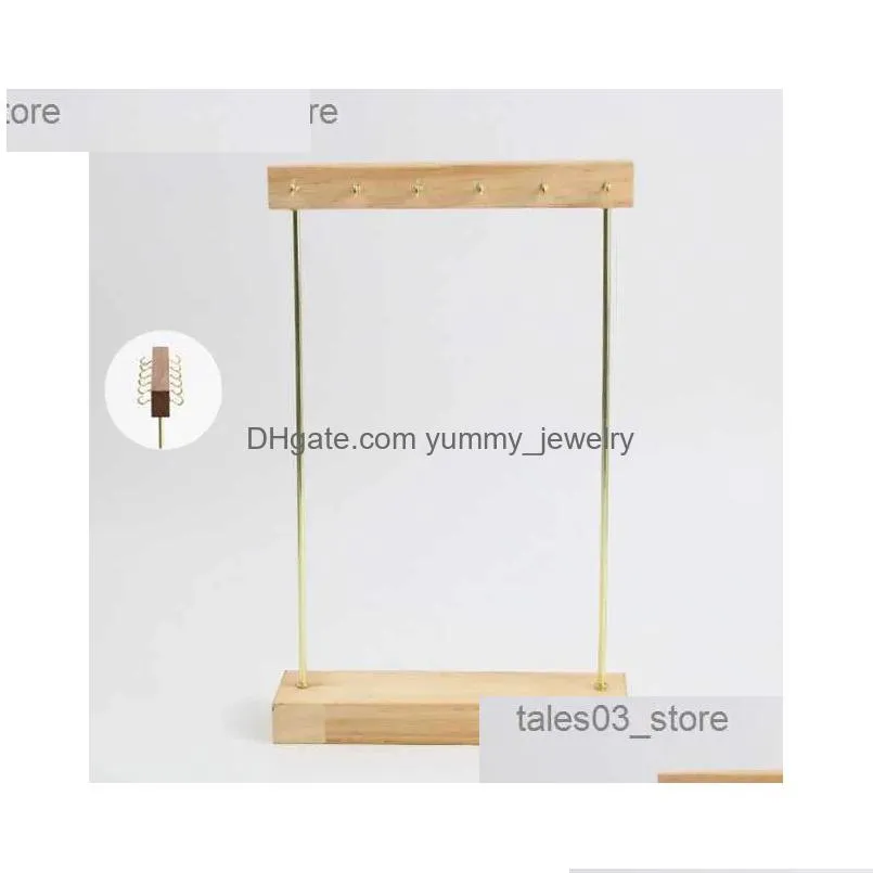 Jewelry Boxes Selling Square T-Shaped Bracelet Stand Es Display Walnut/Oak Wooden 24 Hooks Necklace Drop Delivery Dhrcs