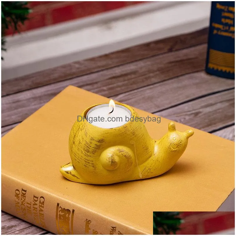 Candle Holders Easter Candlestick Animal Resin Rabbit Eggshell Chicken Snails Shaped Wax Candle Holder Home Office Drop Delivery Home Dhavd