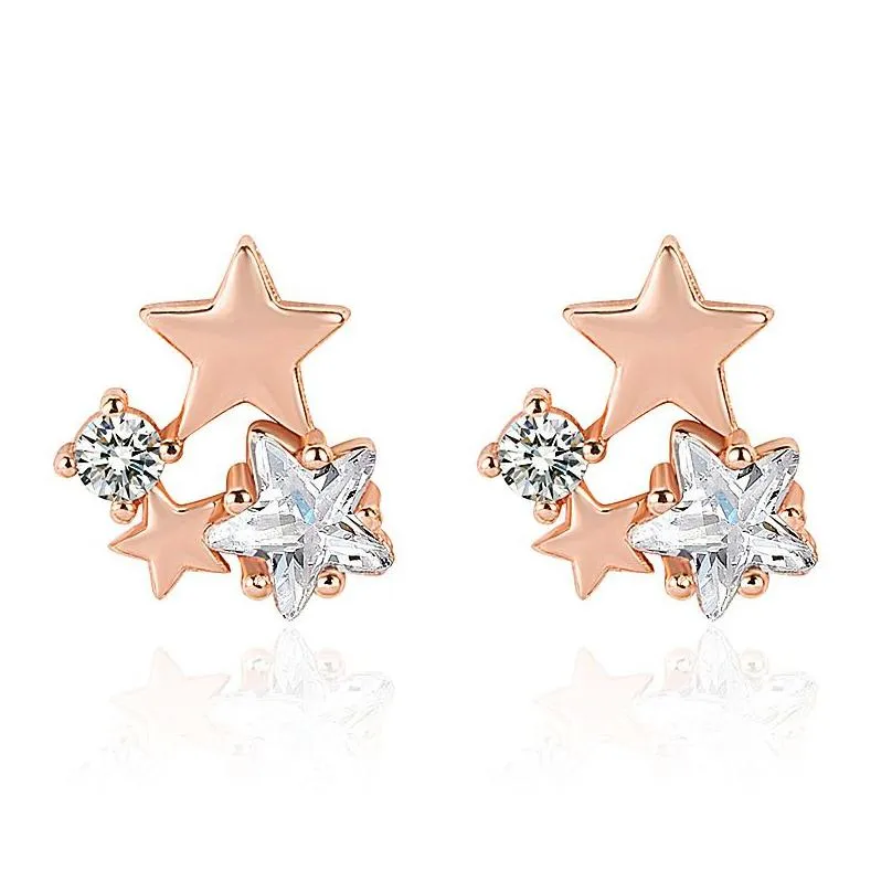 Stud Star Earrings Inlaid With Five-Pointed Diamond Simple Small Cold Wind Zircon Super Flash Earring Drop Delivery Jewelry Earrings Dhssd