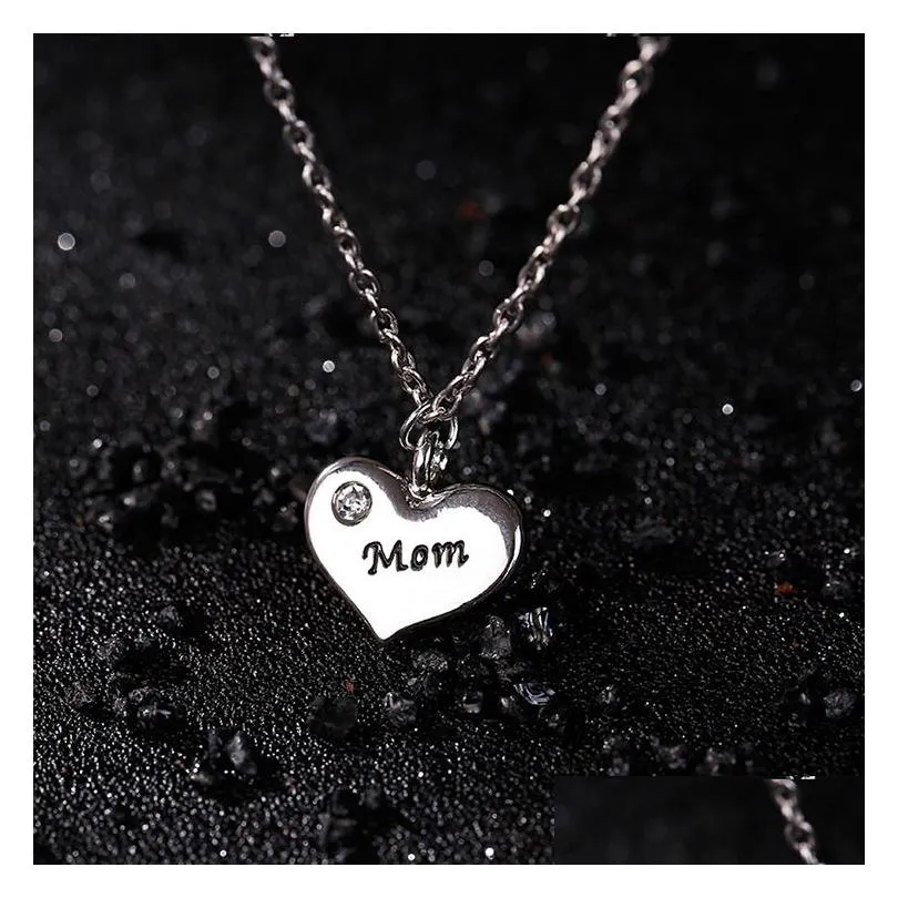 Pendant Necklaces Best Friends Necklaces Small Peach Hearts Family Engraved Necklace Drop Delivery Jewelry Necklaces Pendants Dhqdd