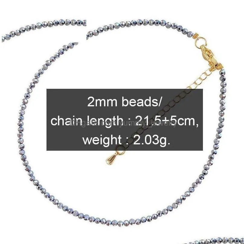 Anklets Boeycjr Lose Weight 2Mm Terahertz Stone Bead Anklet For Women Trend Foot Bracelet Beach Jewelry Q231113 Drop Delivery Dhu4H