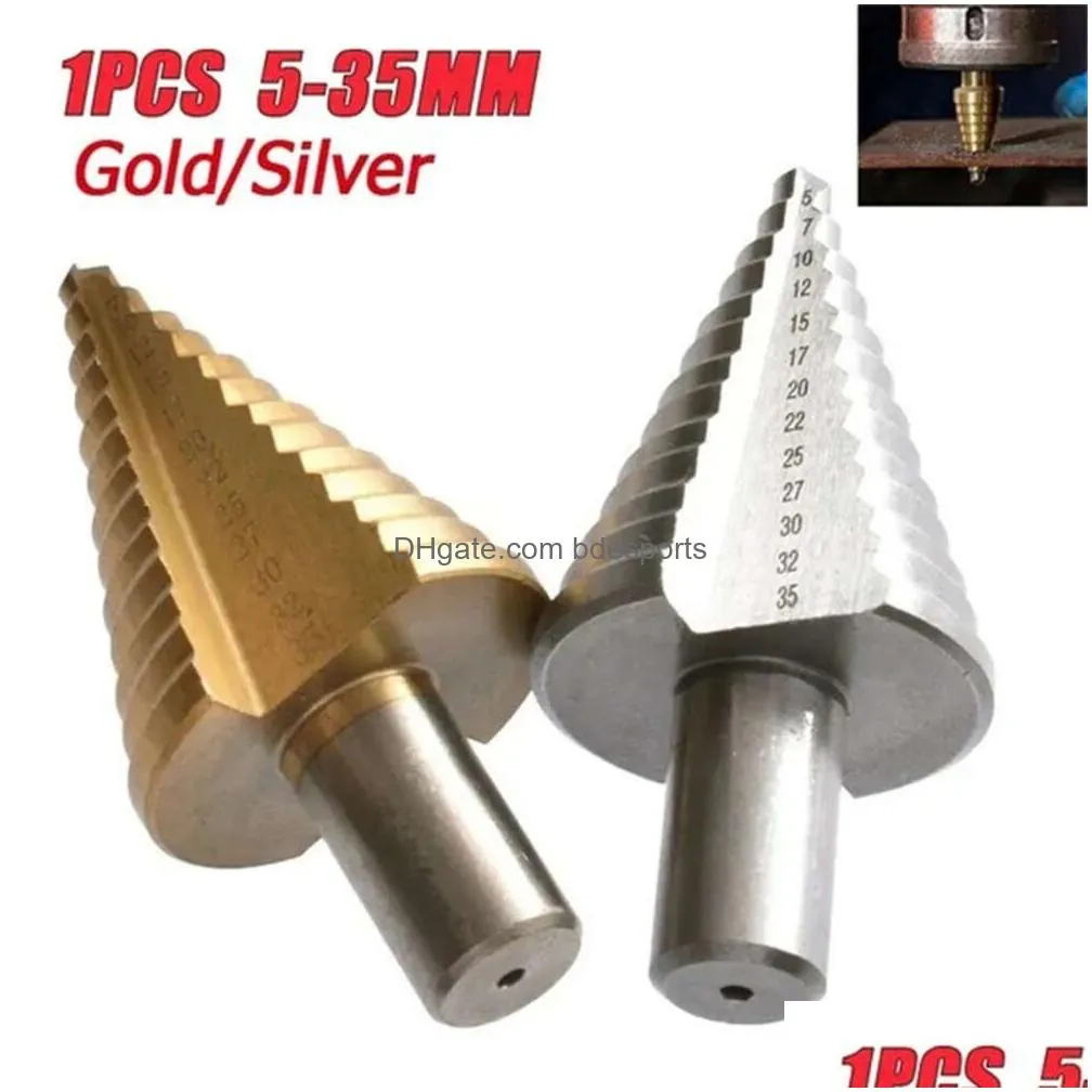 Drill Bits New 13 Step Cone Drill Bits Hole Cutter Bit Set 5-35 Mm Fluted Edges Hss Reamer Triangle Shank Wood Metal Drilling Drop Del Dhyv4