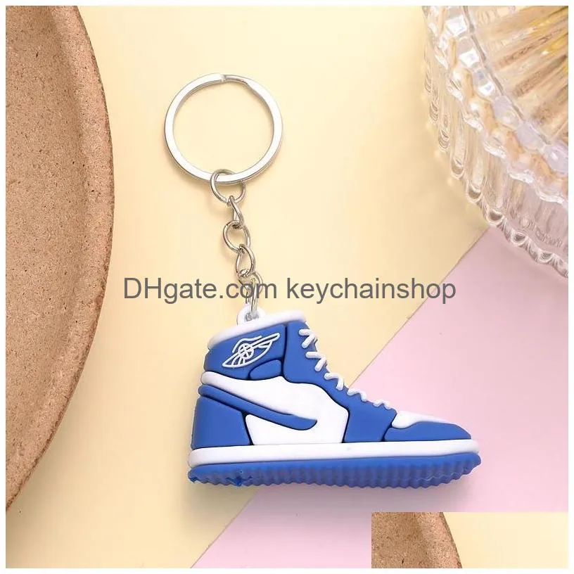 Keychains & Lanyards Keychains Lanyards Soft Pvc 3D Mini Sports Sneaker Keychain Designer New Style Trainer Keyrings Resin Shoe Key D Dhb3T