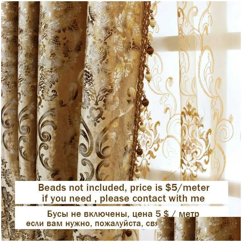 Curtain Luxury European For Living Room Veet Sheer Gold Print High Shading Window Diningroom 210903 Drop Delivery Home Garden Home Tex Dhyiu