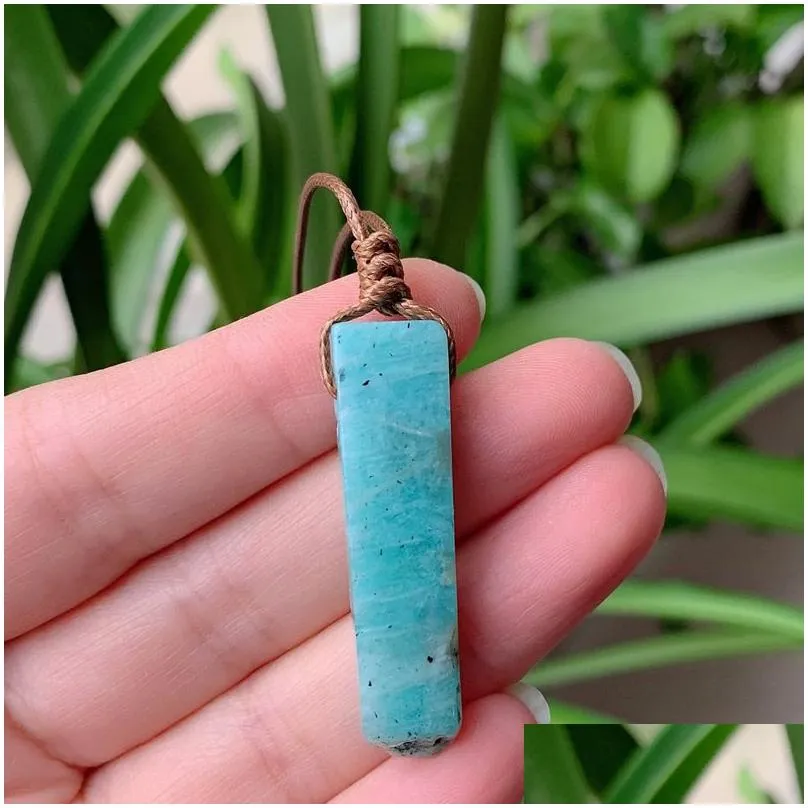 natural stone pendant raw mineral irregular rectangle quartz pendulum amazonite tiger eye lapsi pink crystal necklaces