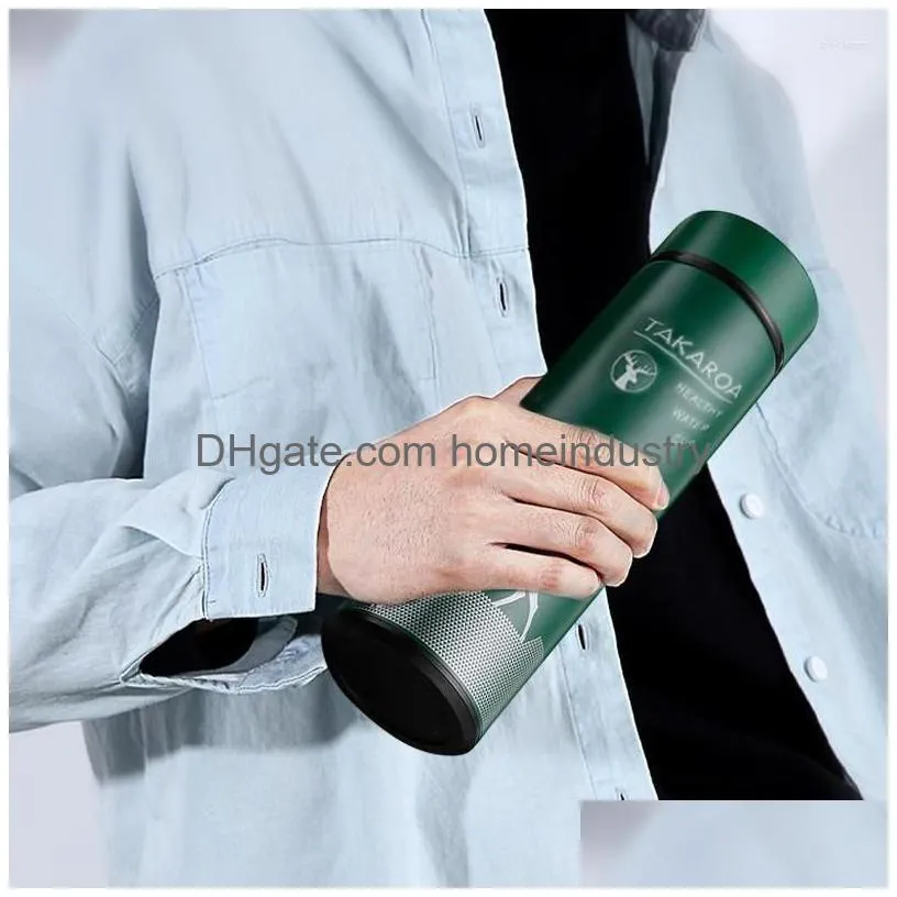 Water Bottles 500Ml Smart Insation Cup Bottle Led Digital Temperature Display Stainless Steel Thermal Mugs Intelligent Cups Drop Deli Dhjry