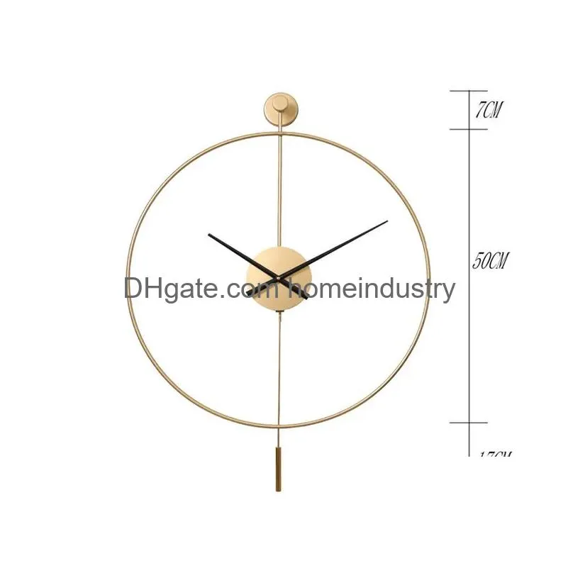 Wall Clocks Nordic Ins Simple Creative Clock Spanish Style Wrought Iron Metal Table Restaurant Bedroom Single Ring Drop Delivery Dhf1E