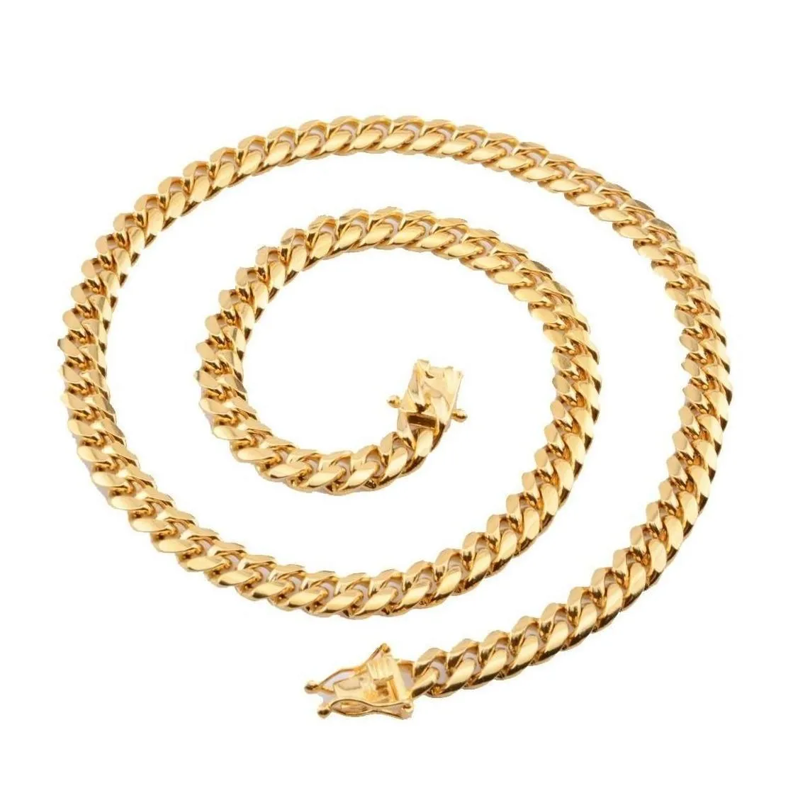 Chains Cuba Chains 18K Gold Faucet Buckle Stainless Steel Titanium Density 8Mm/10Mm/12Mm/14Mm/16Mm  Cuban Link Mens Drop Delivery