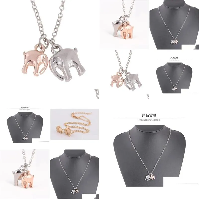 Pendant Necklaces Charm Pendant Necklaces  Sier Fashion Collares Chocker Necklace Family Jewelry Two Elephant Drop Delivery J Dh1Bz