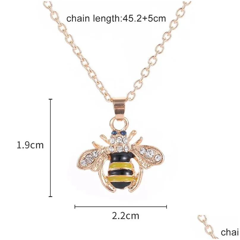 Pendant Necklaces Bee Necklace Insect Pendant Champagne Zircon Gold Color Bijoux Party Engagement Choker Drop Delivery Jewelry Necklac Dhw1E