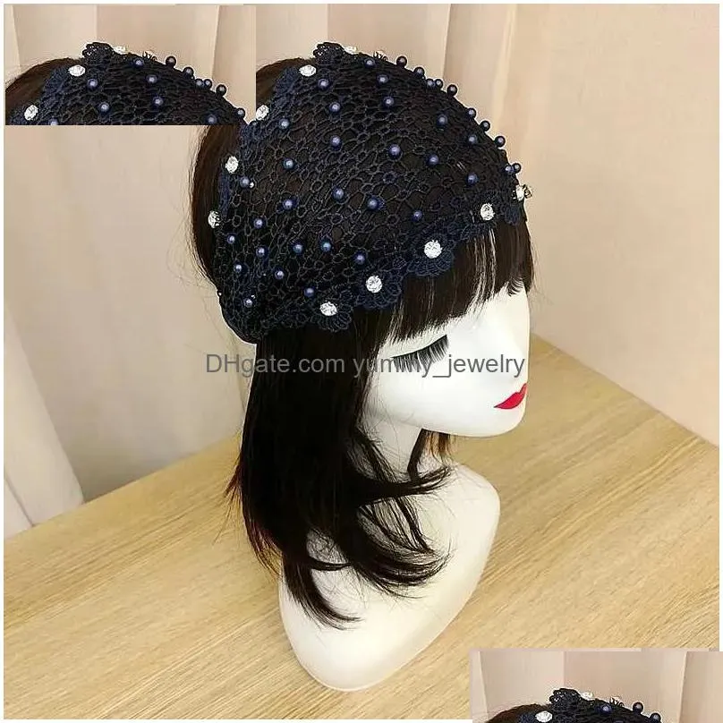Headwear & Hair Accessories Headwear Hair Accessories Fashion Wide-Brimmed Pearl Band Er Gray Girls Face Washing Sports Casual Closed Dhwvg