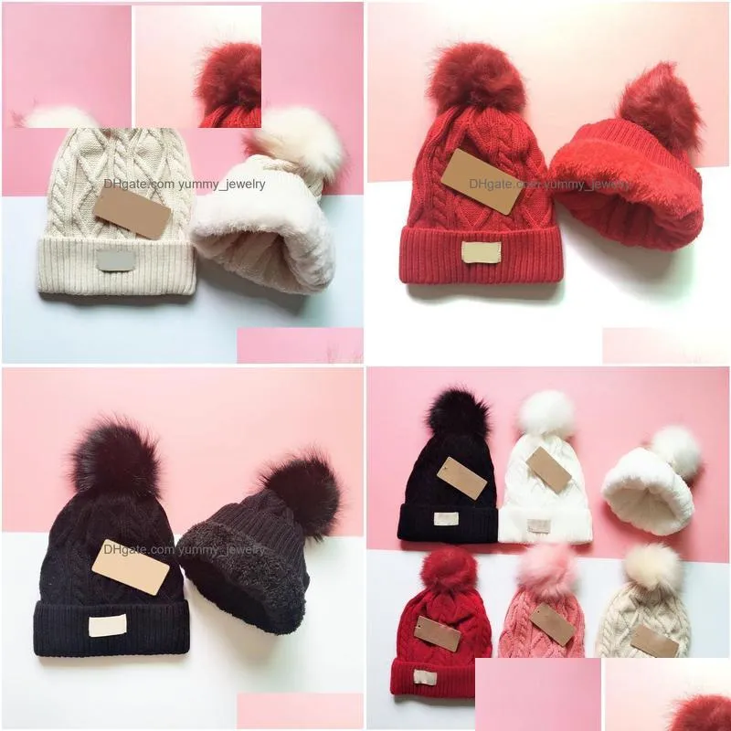 Beanie/Skull Caps 6 Colors Winter Women Knitted Caps With Inner Fine Hair Warm And Soft Beanies Brand Cloghet Hats 140G Tag Drop Deliv Dhphl