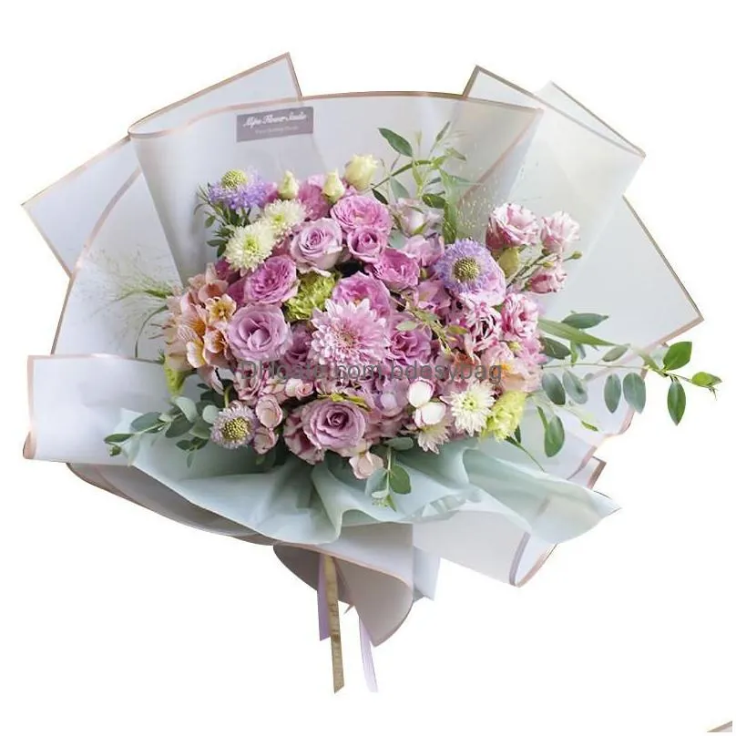 Gift Wrap 20Pcs/Pack Florist Wrap Paper Wedding Valentine Day Flower Bouquet Gift Wrapped Waterproof Bronzing 60X60Cm Drop Delivery Ho Dh81H