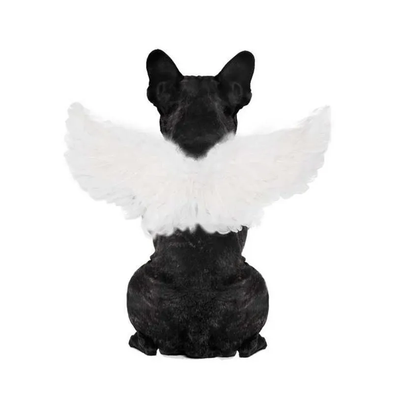 Party Decoration Funny Pet Halloween Feather Wings Costume Cosplay Angel Devil Wing For Dog Cat Black White Clothes Drop Delivery Home Dhujn