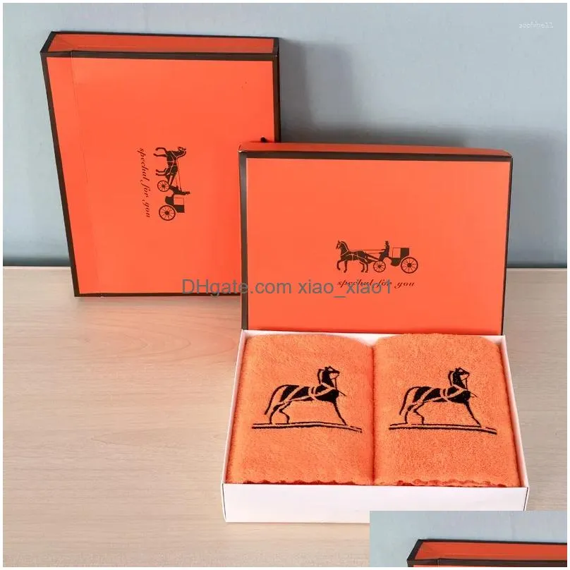 towel bath box three piece set orange annual conference embroidered with characters