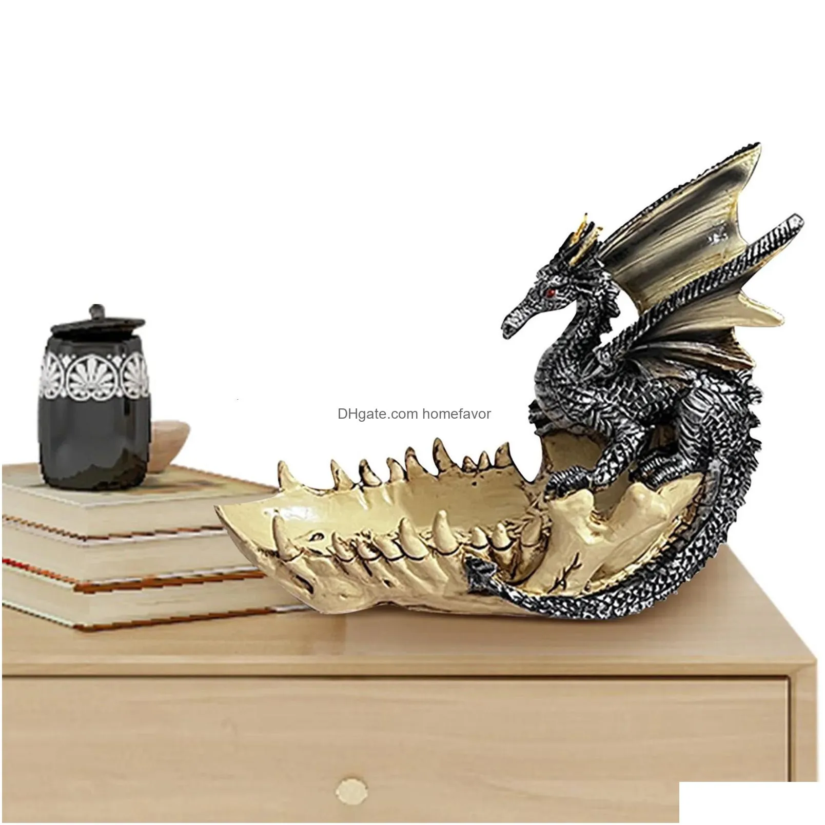 resin dragon storage decor dinosaur skull decorative figurines statue ornament for fish tank landscape office table home decor 231225