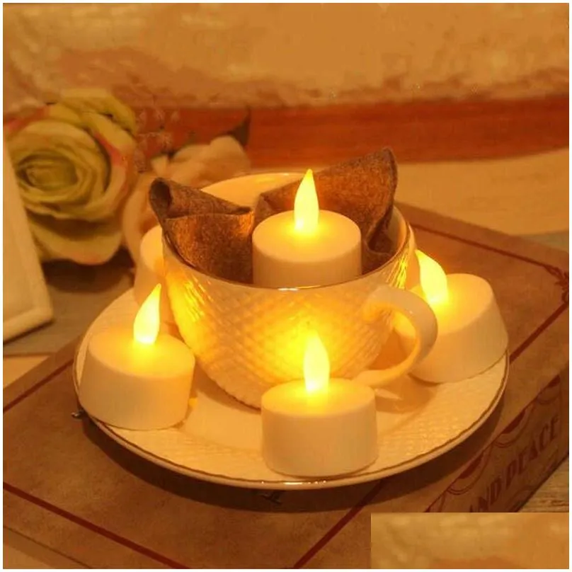 Candles Set Of 12 Rechargeable Led Candle Flameless Static Tealight Electric Lamp Waxless Valentine Home Wedding Xmas Table Decor-Ambe Dh6Lv