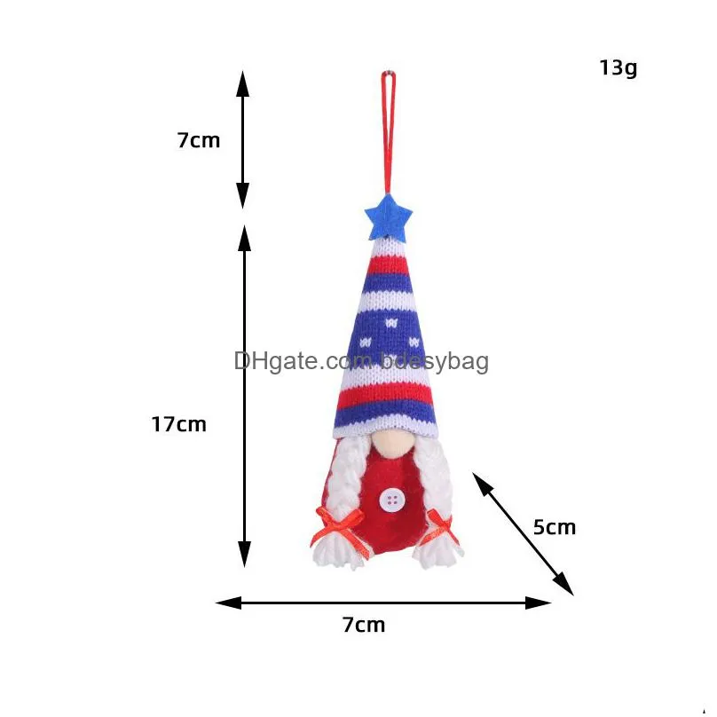 Party Decoration Independence Day Decorative Doll Pendant Faceless Star Stripe Knitted Hat Small Party Decoration Drop Delivery Home G Dhctb