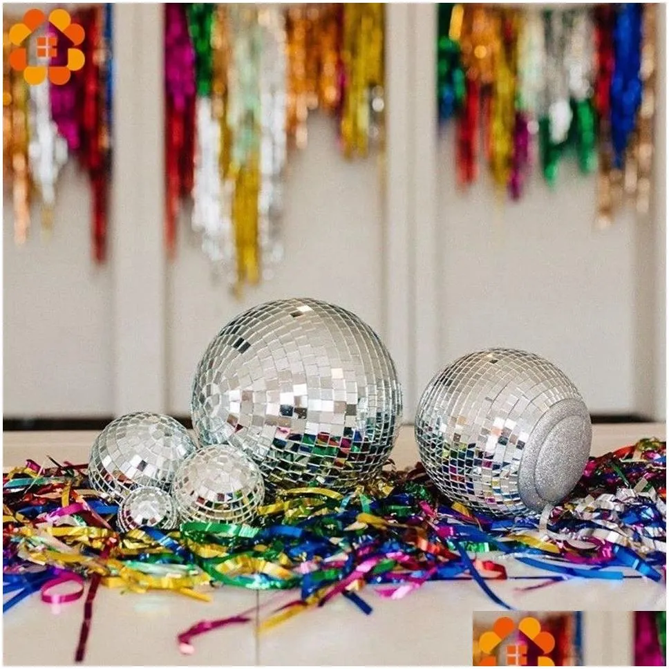 1pack 3060mm christmas ball xmas tree hanging ornaments mirror glass disco pendants bauble home party decoration y201020