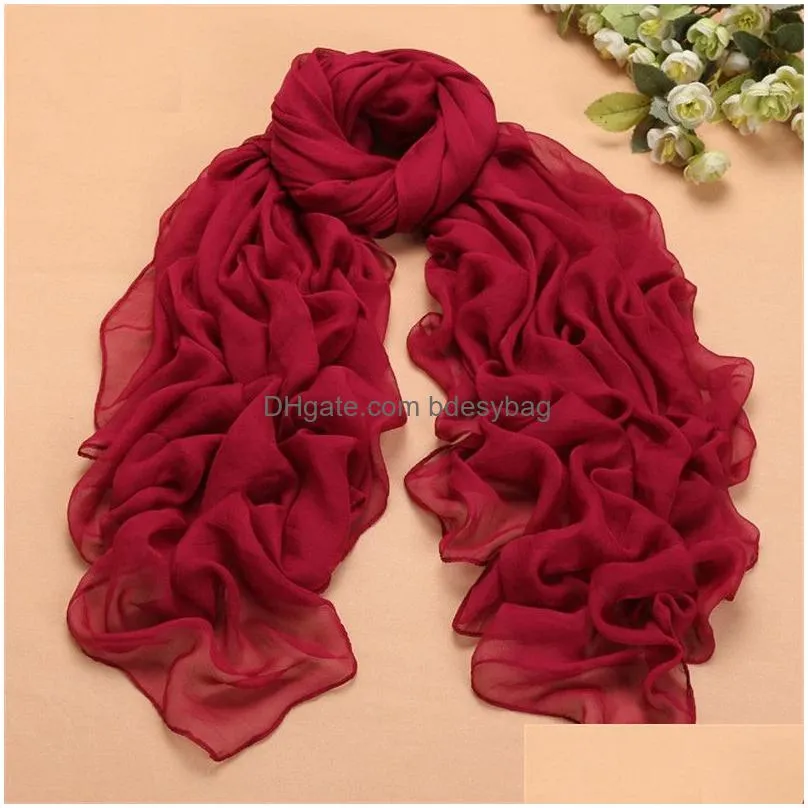 Towel Sunsn Beach Solid Color Chiffon Scarf Shawl 180X75Cm Long For Drop Delivery Home Garden Home Textiles Dhqy0