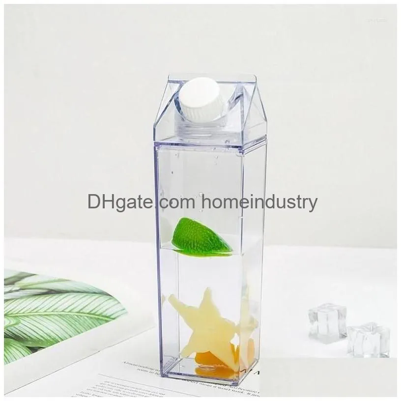 Water Bottles 500Ml Plastic Clear Milk Carton Bottle Reusable Juice Transparent Sport Leakproof Cup2023 Box Drinking S8H9 Drop Delive Dhu5L