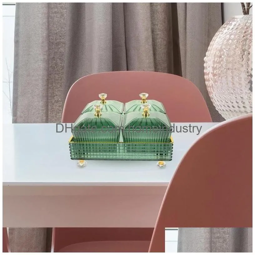 Dinnerware Sets Dry Fruit Tray Divided Dish Serving Plate Nuts Storage Box Transparent Drop Delivery Dhex3