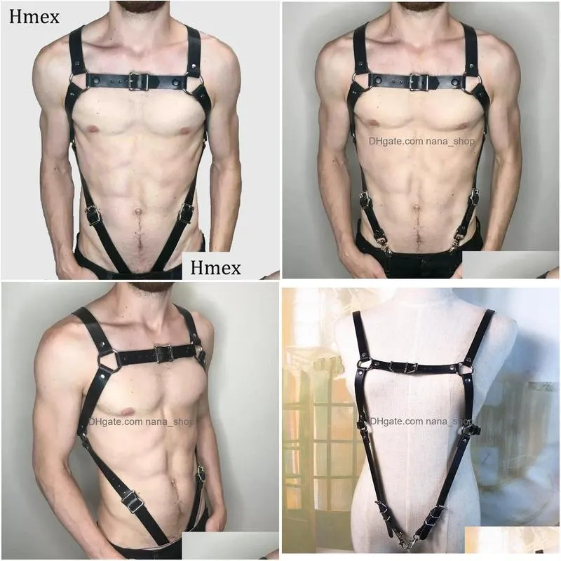 Belts Punk Leather Bra Harness Men Y Erotico Belt Body Bondage Harajuku Gothic Suspenders Male Lingerie Shoder Straps1 Drop Delivery F Dhrqz
