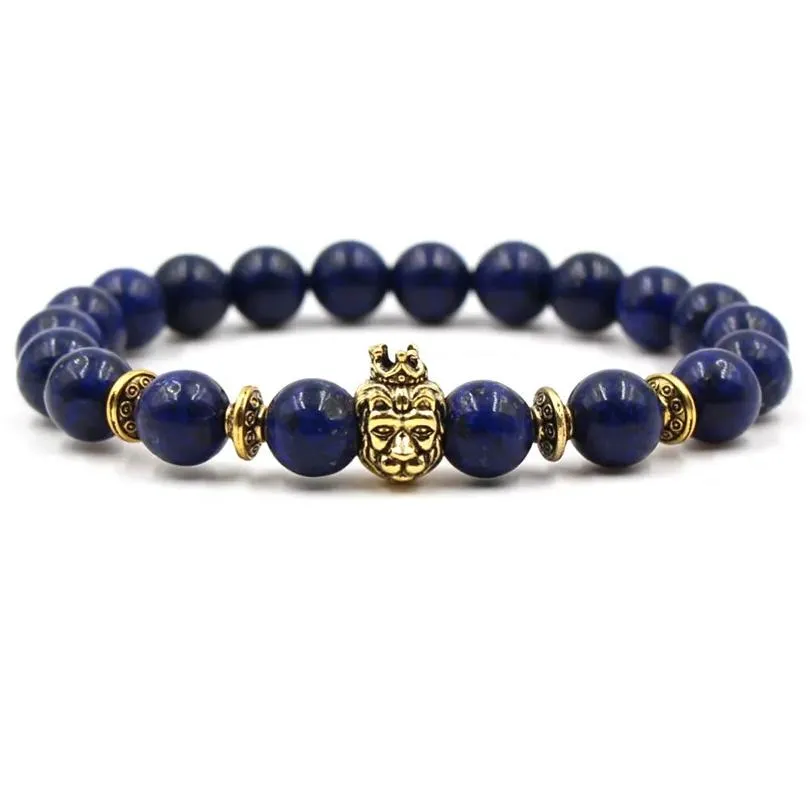 Charm Bracelets Natural Stone Lapis Lazi Bracelet Beads Reiki Healing Meditation Energy Mens Bracelets Drop Delivery Jewelry Bracelet Dhwqm