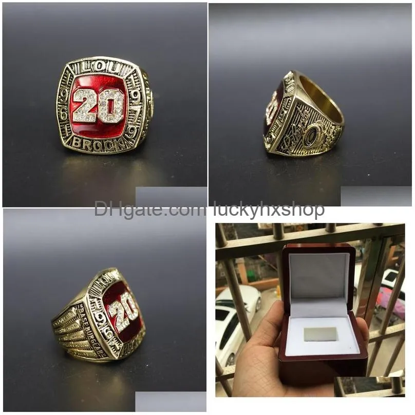 hall of fame baseball 1961 1979 20 lou brock team champions championship ring with wooden display box souvenir men fan gift 2020