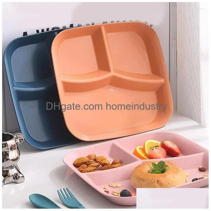 Dinnerware Sets Three-Compartment Serving Plate Home Tableware Divided Tray Baby Square Dessert Separated Dish Appetizer The Drop Del Dhmaz