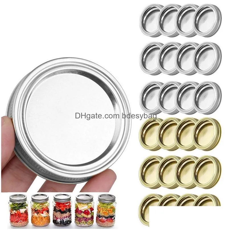 Other Kitchen Tools Mason Jars Lid Sier Gold Tinplate Regar Mouth Lids Leak Proof 70Mm 86Mm Jar Caps Drop Delivery Home Garden Kitchen Dhxwz