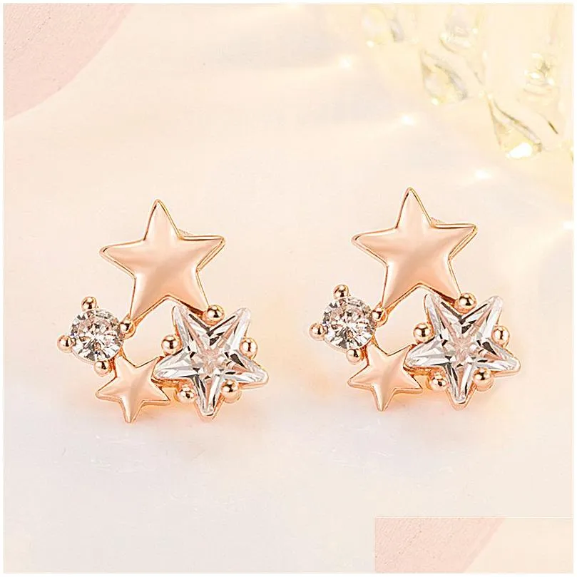 Stud Star Earrings Inlaid With Five-Pointed Diamond Simple Small Cold Wind Zircon Super Flash Earring Drop Delivery Jewelry Earrings Dhssd
