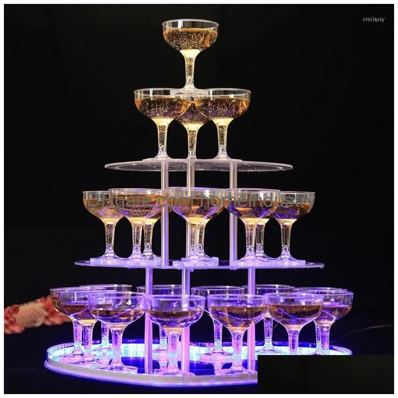 Wine Glasses Champagne Tower Cups For Wedding Party Thickened Acrylic Cup Goblet Celebration Opening Bar Accessor Drop Delivery Dhguk