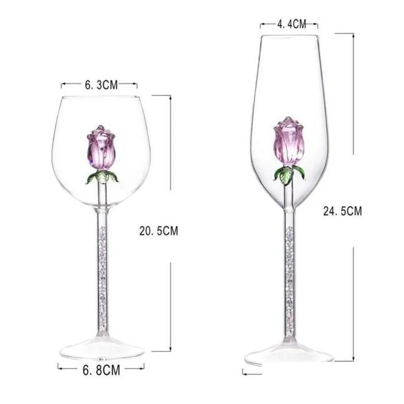 Wine Glasses Rose Wine Glasses Mugs With Inside Glass Great For Week Gifts Birthday Wedding Party Christmas Celebration 35Ed Drop Deli Dh5Ew