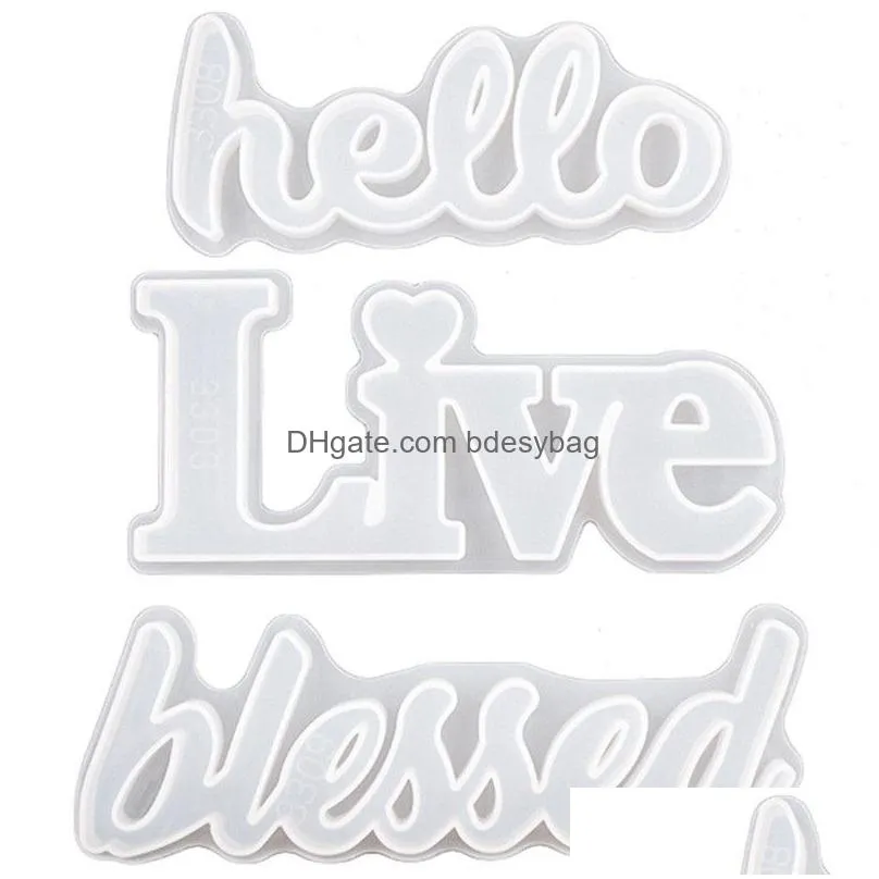 Craft Tools Diy Epoxy Resin Mold Word Hello Love Live Blessed Crystal Epoxys Mod Handmade Ornament Yourself For Home Office Drop Deliv Dhxsg
