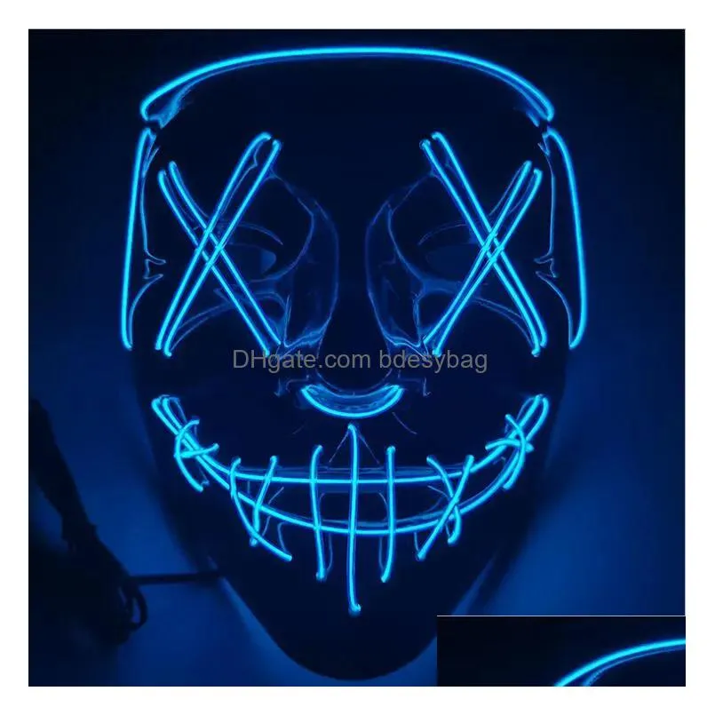 Party Masks Halloween Mask Led Light Up For Festival Cosplay Costume Masquerade Parties Carnival Drop Delivery Home Garden Festive Par Dhd9N