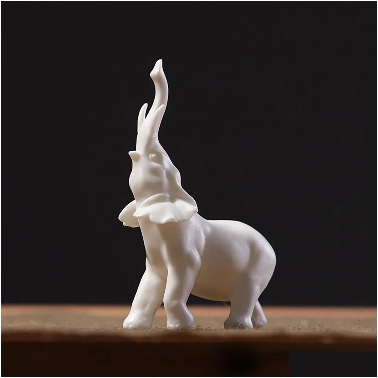 Decorative Objects & Figurines Decorative Objects Figurines China White Elephant  De Chine Artwork Dehua Ceramic Handicraft Mini Dhpd1