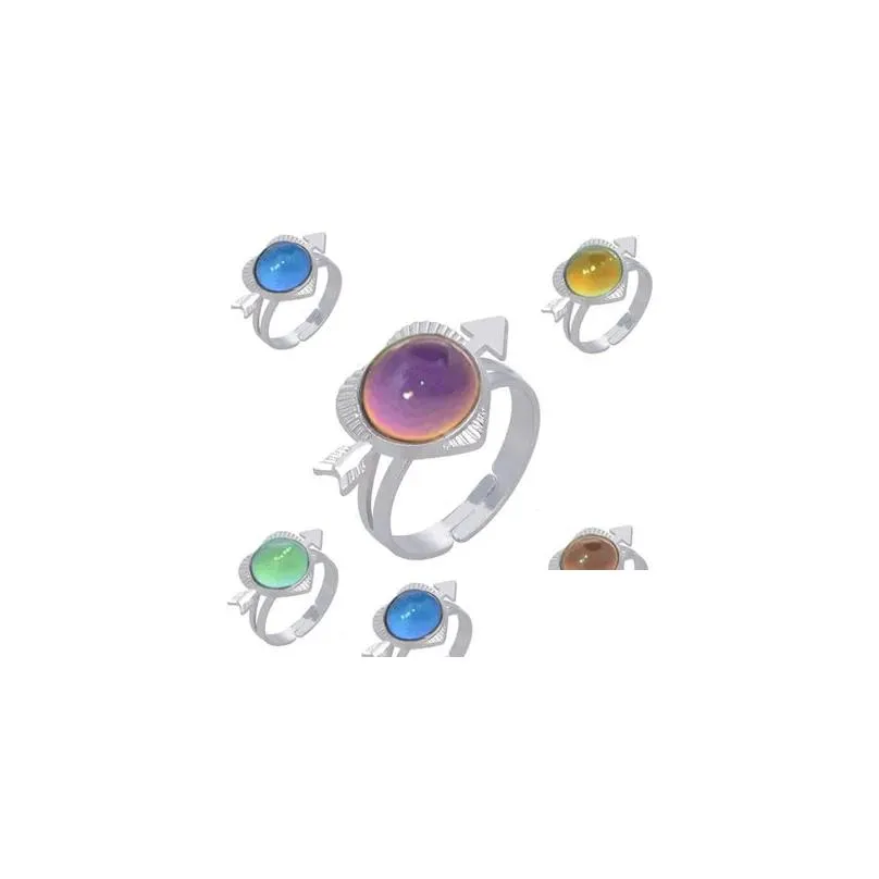 Cluster Rings Lovers Mood Rings Color Change Ring Adjustable Emotion Feeling Changeable Temperature Classic Jewelry For Gift Drop Del Dhaf4