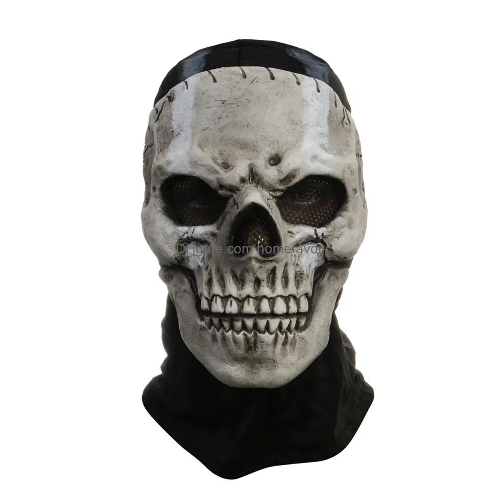 party masks game skull ghost warrior cosplay mask horror latex masks head hood headgear adult unisex halloween prop 230816