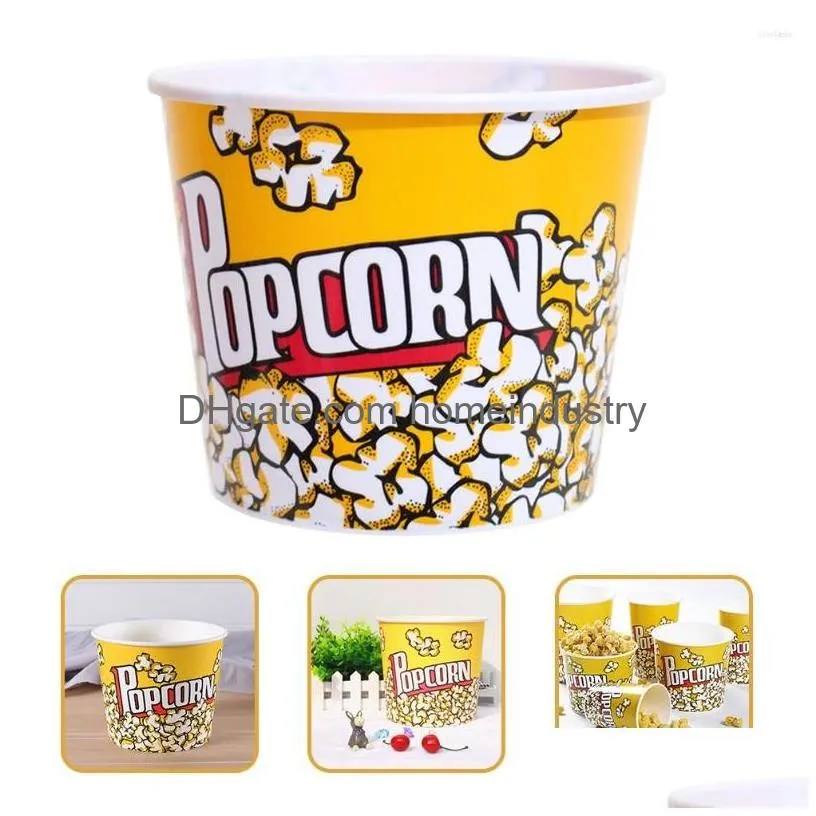 Dinnerware Sets Popcorn Bucket Movie-Night Bowl Holder Party Snack Reusable Kids Cup Disposable Containers Drop Delivery Dh3Ck