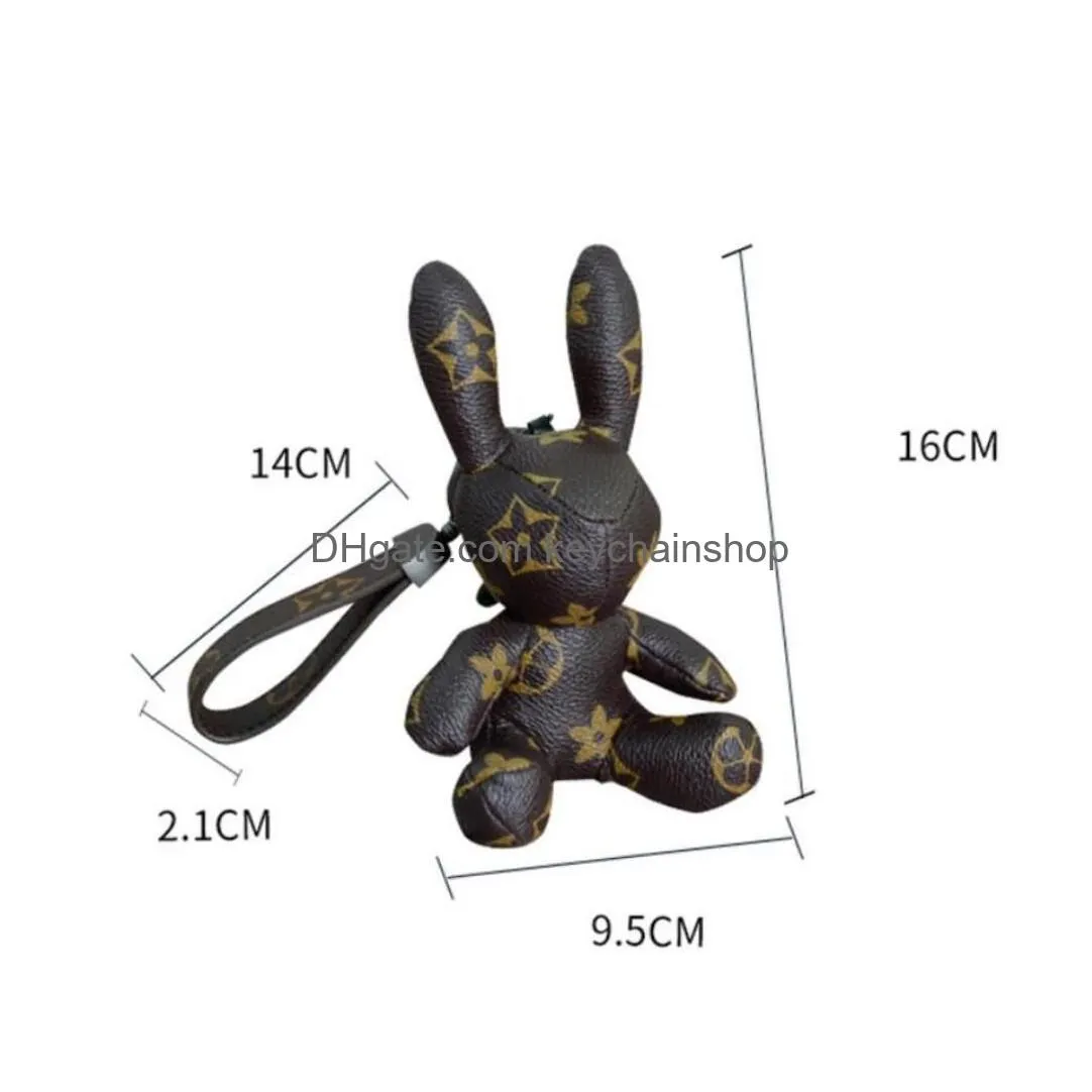 Keychains & Lanyards Keychains Lanyards 6 Styles Fashion Designer Flower Print Stereoscopic Rabbit Model Car Bag Pendant Charm Jewelr Dhsyl
