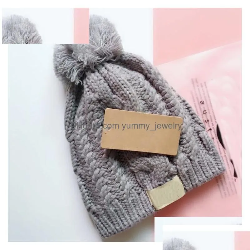 Beanie/Skull Caps 8 Colors Fashion Knitted Beanie Uni Design With Ball Rhombus Cloghet Brand Warm Women Skl Caps Wholesale Drop Delive Dhhms